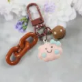 Portachiavi nuvola in resina carina con catena marrone e campanello, ciondolo kawaii. - Stile 7