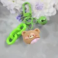 Cute resin cartoon bear keychain with green bell chain pendant bag charm accessory - Style 11