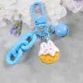 Cute blue rabbit waffle resin cartoon pendant with blue chain bag charm key ring item - Style 12