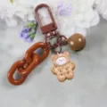 Cute resin brown bear cookie sandwich keychain, stylish bag charm pendant variant. - Style 13