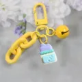 Gele sleutelhanger met metalen ketting en schattige babyfles bedel voor leuke tas. - Stijl 1