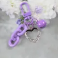 Purple keychain with rhinestone heart pendant, stylish bag charm and accessories variant. - Style 9