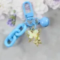 Portachiavi farfalla blu con strass, catena colorata e campanello, grazioso ciondolo per borsa. - Stile 9