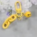 Yellow Alloy Keychain Bag Charm with Chain and Bell, Cute Accessory for Keys and Handbags - Style 1 / Yellow