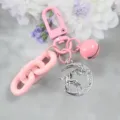Roze schattige sleutelhanger met grove acrylketting, bel en strass eenhoorn maan bedel voor tassen. - Stijl 5