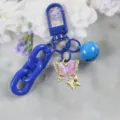 Portachiavi a farfalla blu con catena in metallo e campanello accessorio borsa moda - Stile 12