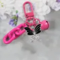 Pink Butterfly Keychain Cute Alloy Bag Charm with Chunky Chain and Bell Pendant Accessory - Style 13