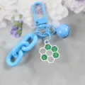 Blue candy color keychain with cute honeycomb pendant, metal bell, and thick chain design. - Style 9