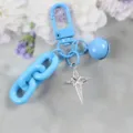Blauwe metalen strass ster sleutelhanger met schattige bel en ketting variant - Stijl 16