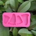 Pink silicone baby footprint mold for cake decorating, chocolate, and clay crafting tool. - Style C / Pink
