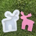 Molde de silicona de pequeño ciervo navideño para vela y yeso, lindo alce de horneado principal - Reno / Blanco Claro