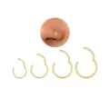Gold hinged segment nose ring hoop set stainless steel cartilage earring body jewelry - 1.0mm / 4 Pcs B