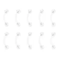 Clear flexible curved barbell body piercing retainer detail shot showing smooth surface. - 1.2x6 / Letter B