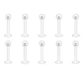 Transparent flexible body piercing retainer studs labret lip ear piercing jewelry set 10pcs - 1.2x6 / Letter D