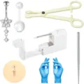 Kit de piercing para ombligo de 6 piezas con anillos de acero quirúrgico y herramientas. - Letra H