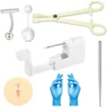 Vista detallada del kit de herramientas de perforacion de 6 piezas con pinza y joyas. - Letra E