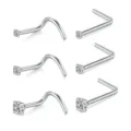 Edelstahl 20G Nasenstecker mit funkelndem Zirkonia, Detailansicht in verschiedenen Groessen. - F 1,5/2/3mm