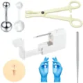 Kit de piercing para ombligo con pistola, anillos de acero quirúrgico y guantes. - Letra B
