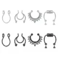 Set di gioielli per piercing magnetico finto set di anelli per setto naso ferro di cavallo - Modello B / Argento e Oro