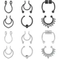 Set di finti anelli per setto, anelli da naso magnetici in acciaio e gioielli piercing ferro di cavallo. - Modello C