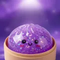 Lila Glitzer-Knautschspielzeug-Dumpling mit süßem Smiley-Gesicht im Dämpfer - Gel Gesichtsausdruck Bun Mit Dampfgarer / Lila