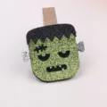 Halloween Frankenstein wooden craft clip DIY decoration party accessory cute spooky green glitter - Frankenstein Style / Green (O3-5)
