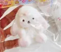 Weiches, weißes handgefertigtes Silikon-Squishy-Spielzeug in Welpenform zur Entspannung - Widderkaninchen (90g)