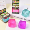 Marmorierte Eiswürfel-Quetschspielzeuge in Rosa, Violett und Blau, durchscheinend - Einfarbig / Einzelne Box / Lila Einfarbig (Karton)