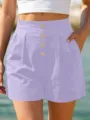 Damen Sommer hohe Taille lässige Shorts Strand Mode elegante vielseitige kurze Hosen Sommer - S / Violett