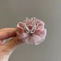 Süß Kinder Prinzessin Krone Haarklammer, rosa Samt und Glitzer Tüll Schleife Haarschmuck - Lotusrosa (D2-1 Dunkel)