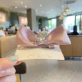 Pink satin bow hair clip with crystal crown for cute baby girls, handmade hair accessory. - Hair Clip Style / Pink