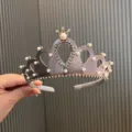 Princess crown headband for girls pearl rhinestone tiara children hair accessories main - Grey Headband S3-3