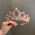 Pink princess crown headband with pearls and rhinestones, sweet hair accessory for little girls. - Lotus Root Pink Hairband S3-3