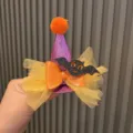 Halloween Hexenhut Haarklammer mit Schleife und Fledermaus für Kinder Party Zubehör - Lila Glitzer Hexenhut (Mit Orangefarbenem Bommel) / Orangerot