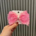 Fermaglio per capelli con fiocco in paillettes rosa, variante lucida per bambine e ragazze. - Stile Fermaglio Rosa Magenta (N1-5)