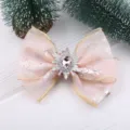 Rosa Netz Schleife Haarklammer mit Strass Schneeflocke, süßes Kinder Haarteil für Alltag. - Halbfertige Schleife (L4-3) / Helllotusrosa