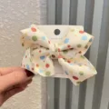Chic cream white polka dot bow hair clip, cute sweet hair accessory for girls daily wear. - Large Hair Clip Style (K3-5) / Milk Yellow