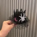 Halloween pinza de pelo de corona de araña de encaje negro accesorio de fiesta espeluznante. - Pinza de Pelo O1-1 / Negro
