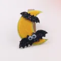 Halloween bat moon hair clip DIY handmade spooky festival costume party hair accessories gift for kids - Yellow (O3-5)