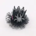 Pinza de pelo de corona de encaje negro de Halloween con araña brillante elegante. - Semiacabado O1-1 / Negro