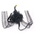Schwarzer Halloween Spitzen Hexenhut Haarschmuck fuer Kinder Party Kostuem Kopfbedeckung - Schwarzer Spitzenstil Halbfabrikat