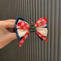 Pince à cheveux nœud de Noël pour filles, ruban multicouche avec flocon et charmant sapin. - Vert malachite