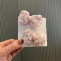 Bambini simpatici rosa paillettes fiocco fermagli per capelli principessa dolce accessori - Morsetto a pinza / Colore loto