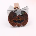 Halloween DIY glitter pumpkin wooden clip craft decoration accessory for party holiday - Khaki (Q2-5)