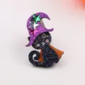 Halloween black cat witch hat clip sparkly cute DIY craft accessory variant style - Dark Purple (S1-4)