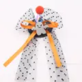 Halloween Geist Haarspange Kinder Hexenhut schwarzer Pünktchen Tüll orange Schleife Deko - Cremeweißer Blinklicht-Stil Halbfabrikat