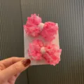 Bambini carino rosa paillettes fiocco fermagli per capelli paio, dolce accessorio per capelli. - Morsetto a pinza / Rosso rosa