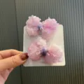 Fermaglio fiocco rosa paillettes bambina accessorio capelli luminoso stile ragazza carina - Morsetto a pinza / Violetto