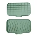 Portasapone in silicone verde con design di scarico, supporto per sapone antiscivolo per bagno. - Portasapone a Grande Apertura / Verde Morandi