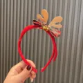 Serre-tête de Noël rouge pour enfants avec nœud écossais et cloches accessoire cheveux - Serre-tête Rouge Orange Clochette Bois